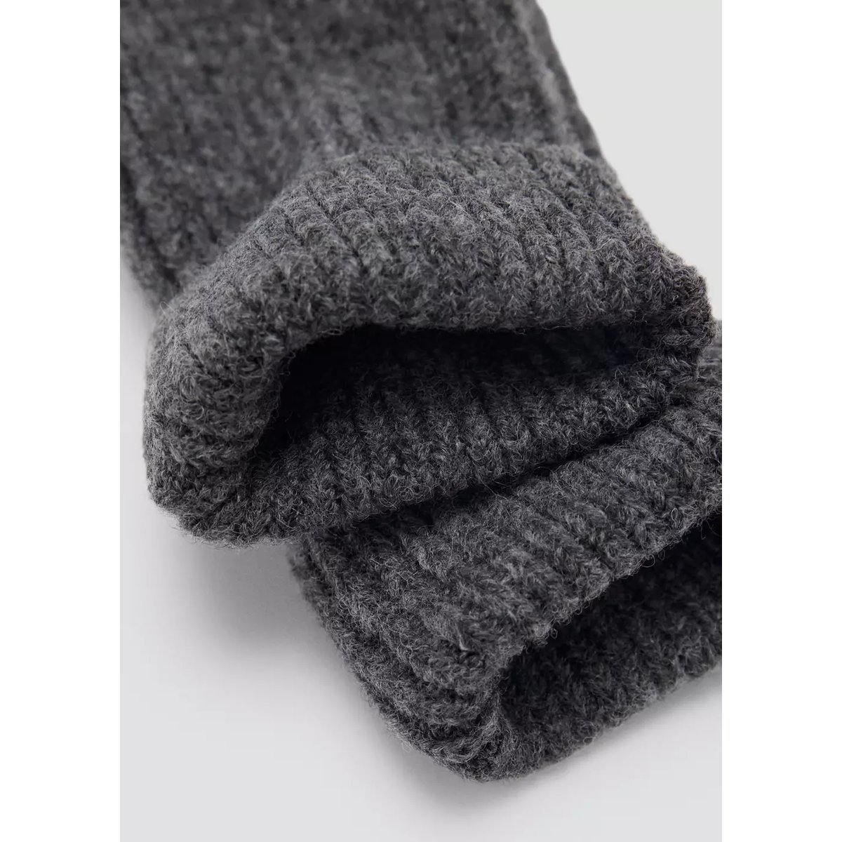 Gants côtelés à revers gris, MANGO KIDS