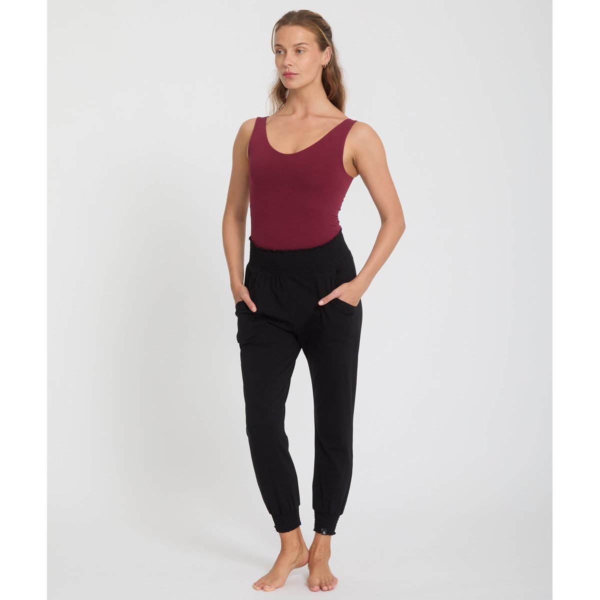 Pantalon fluide yoga  MORJIM noir, YOGA SEARCHER
