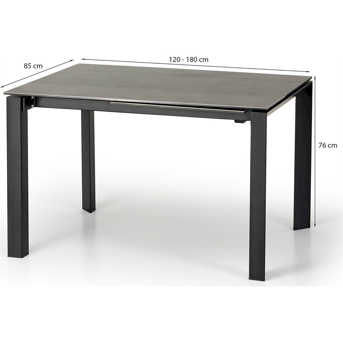 Table extensible céramique collection BIVIELY gris graphite et noir, RECOLLECTION