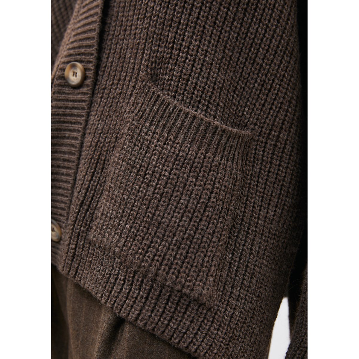 Cardigan manches longues col V taupe, HUMILITY