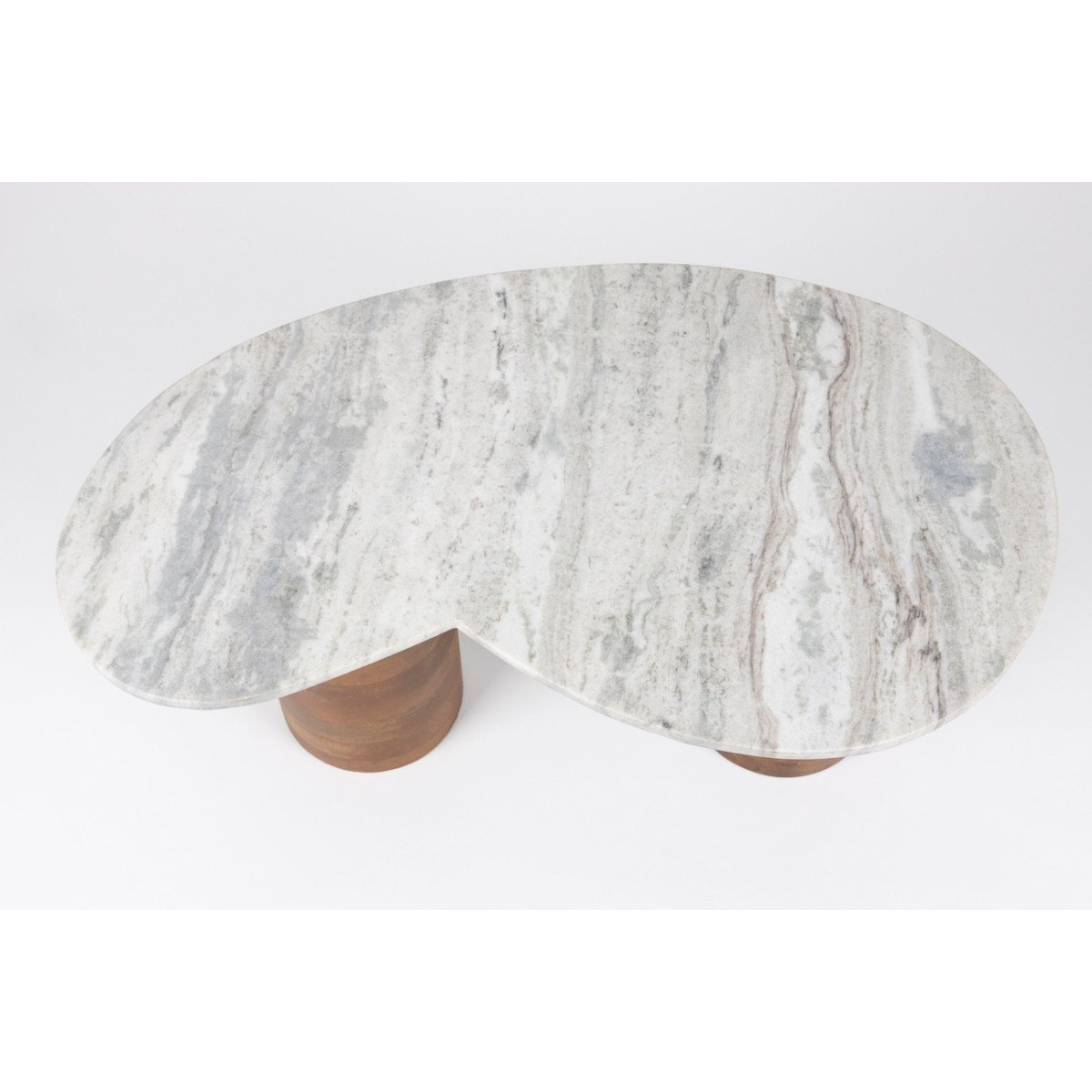 Table basse en bois de manguier et marbre - SAKI blanc, MATHI DESIGN