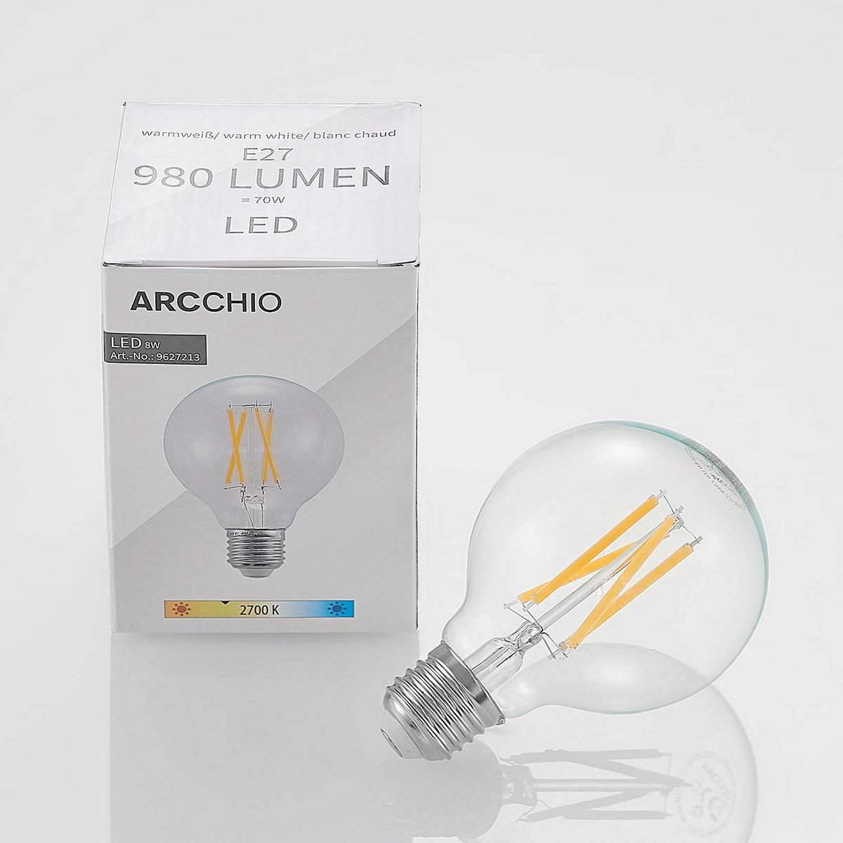 Ampoule E27 en verreLED, E27 8W LED couleur unique, ARCCHIO