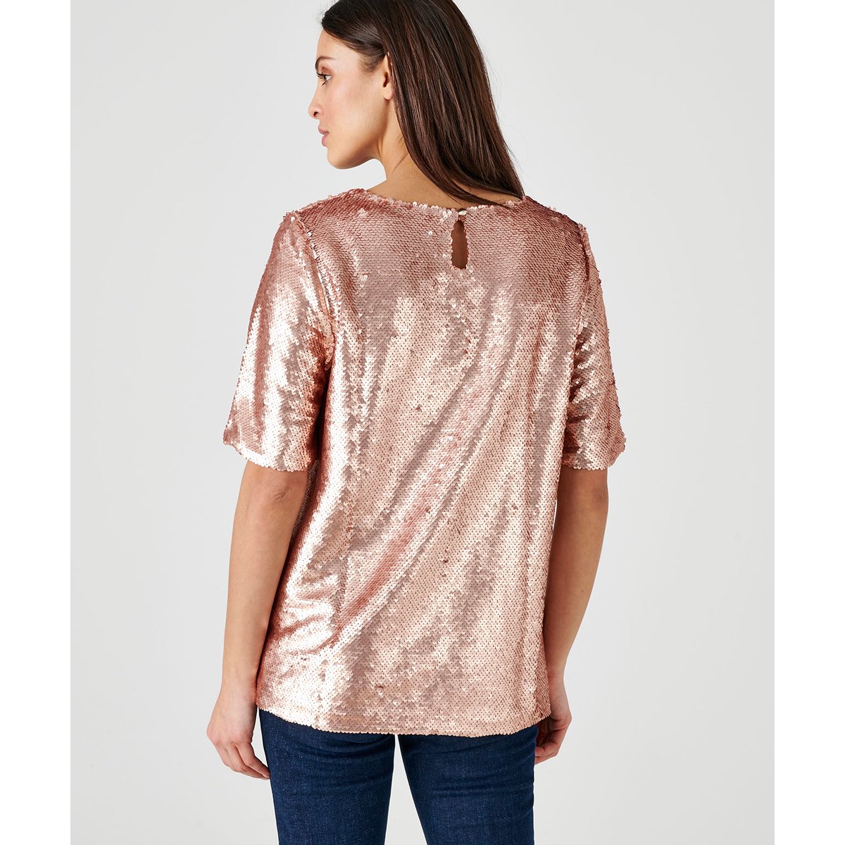Blouse en sequins rose poudré, DAMART