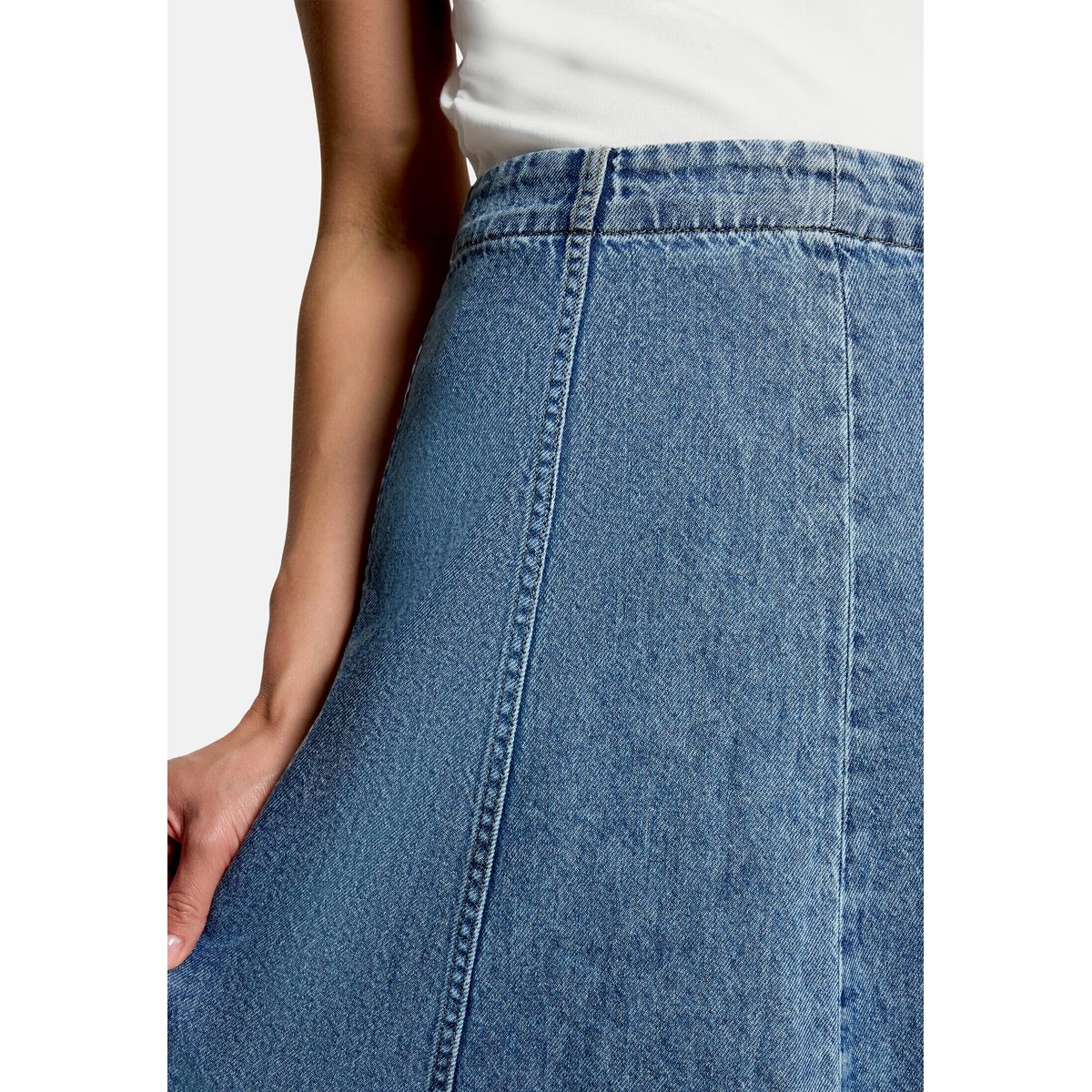Jupe en jean à fermeture zippée middle blue denim, ZERO