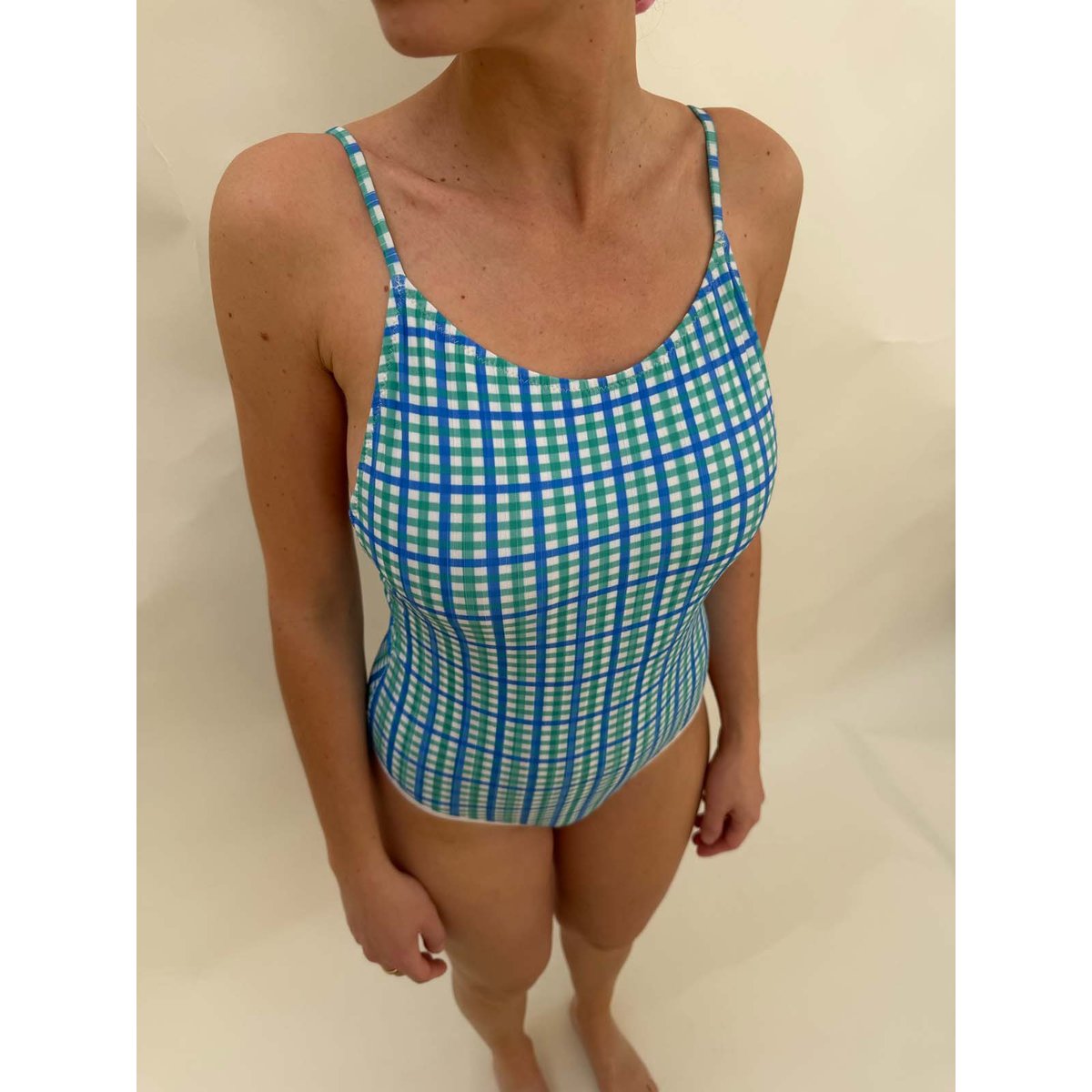 Maillot de bain 1 pièce imprimé vert et bleu, WE ARE JOLIES