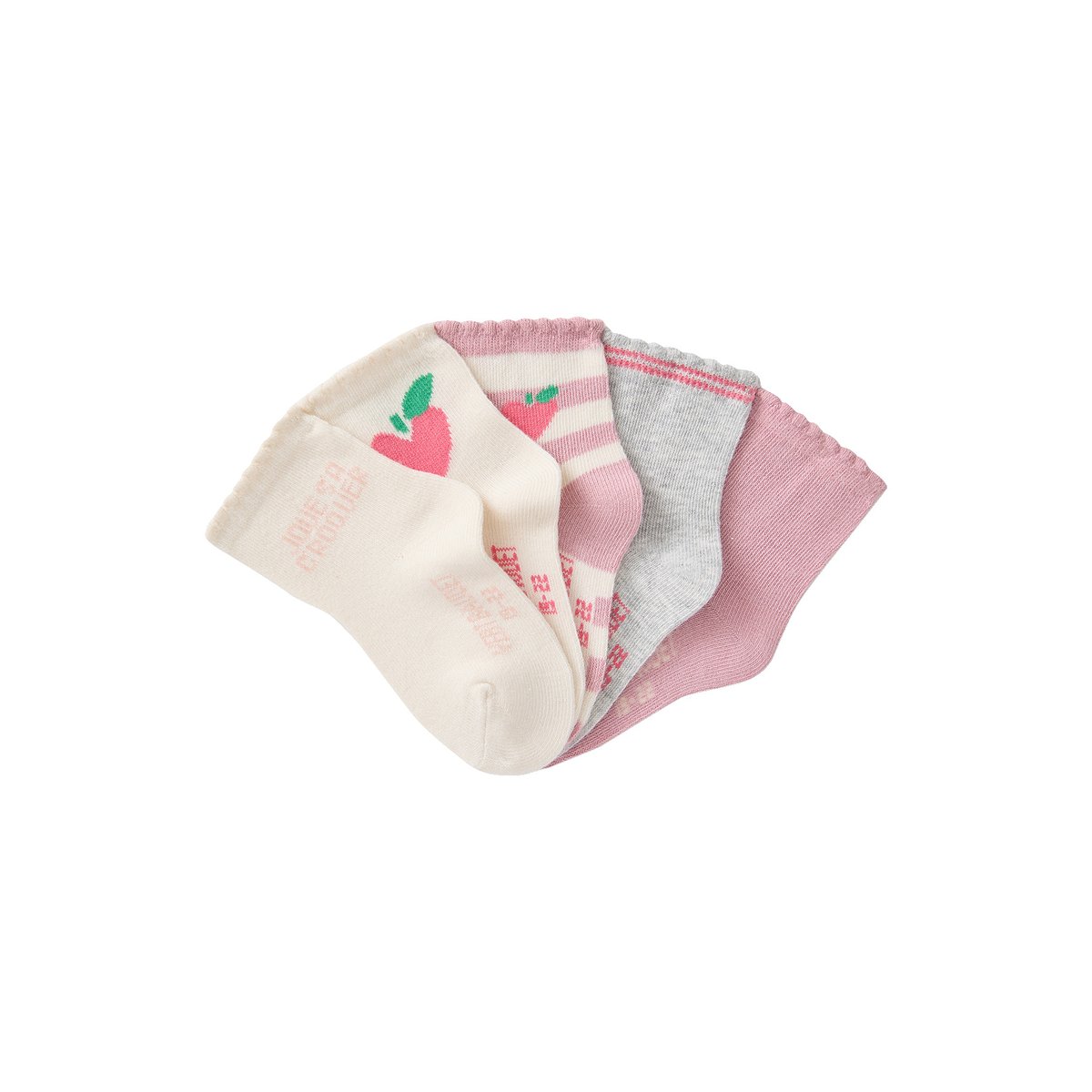 Lot de 5 chaussettes vieux rose, VERTBAUDET