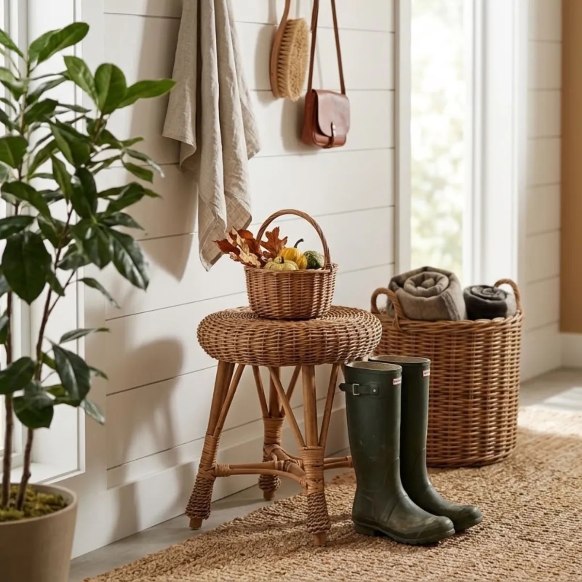 Tabouret en osier marron, KOK