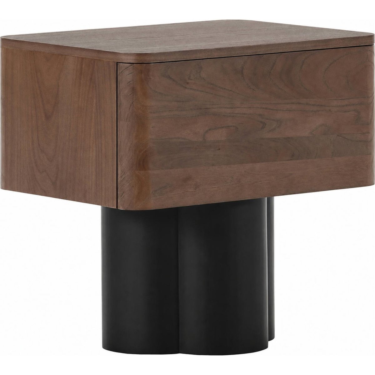 Table de chevet en orme massif noyer et noir mat, RECOLLECTION