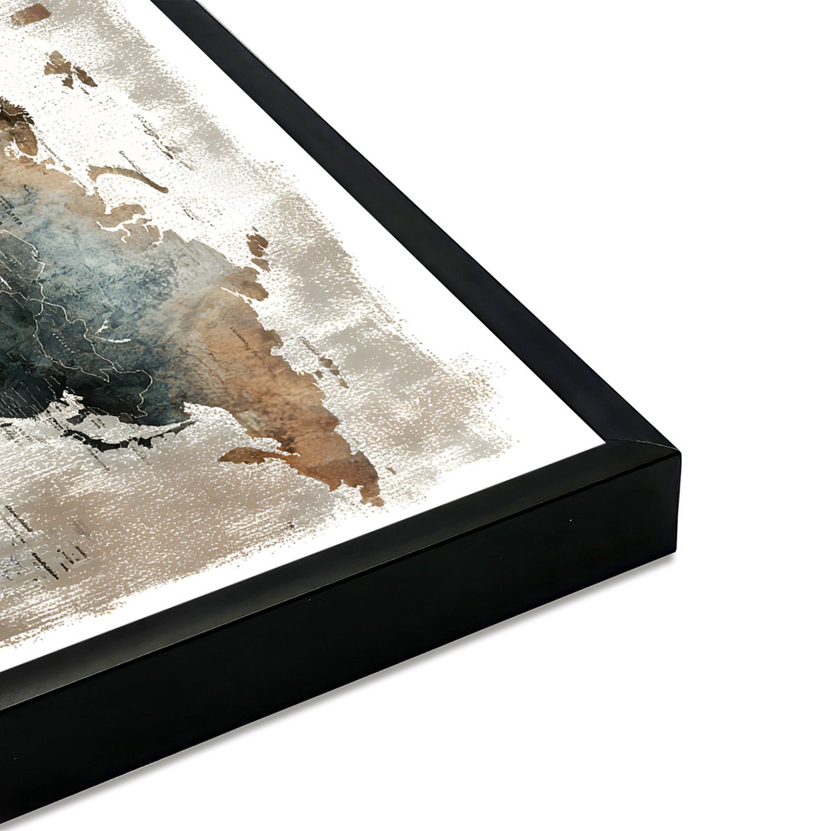 Affiche encadrée carte du monde rétro patinée affiche + cadre en métal - noir, HEXOA