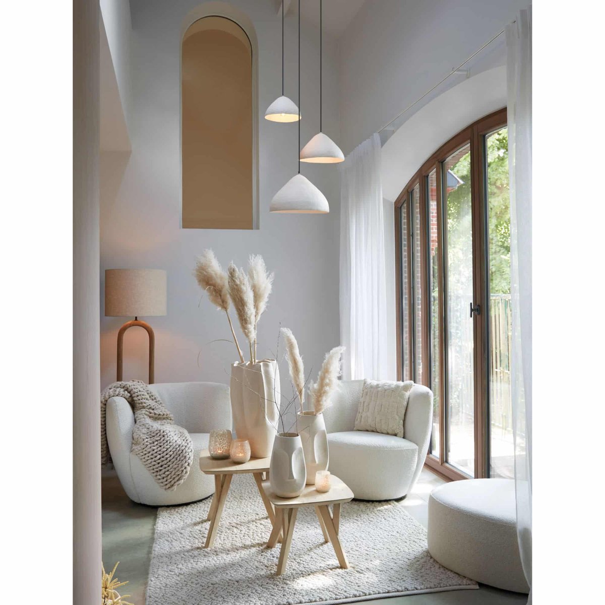 Lampe Suspendue Métal ELIMO crème, LIGHT & LIVING 