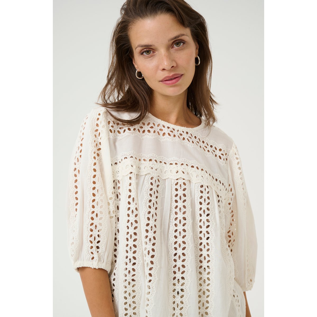 Blouse with long sleeve blanc chalk, KAFFE