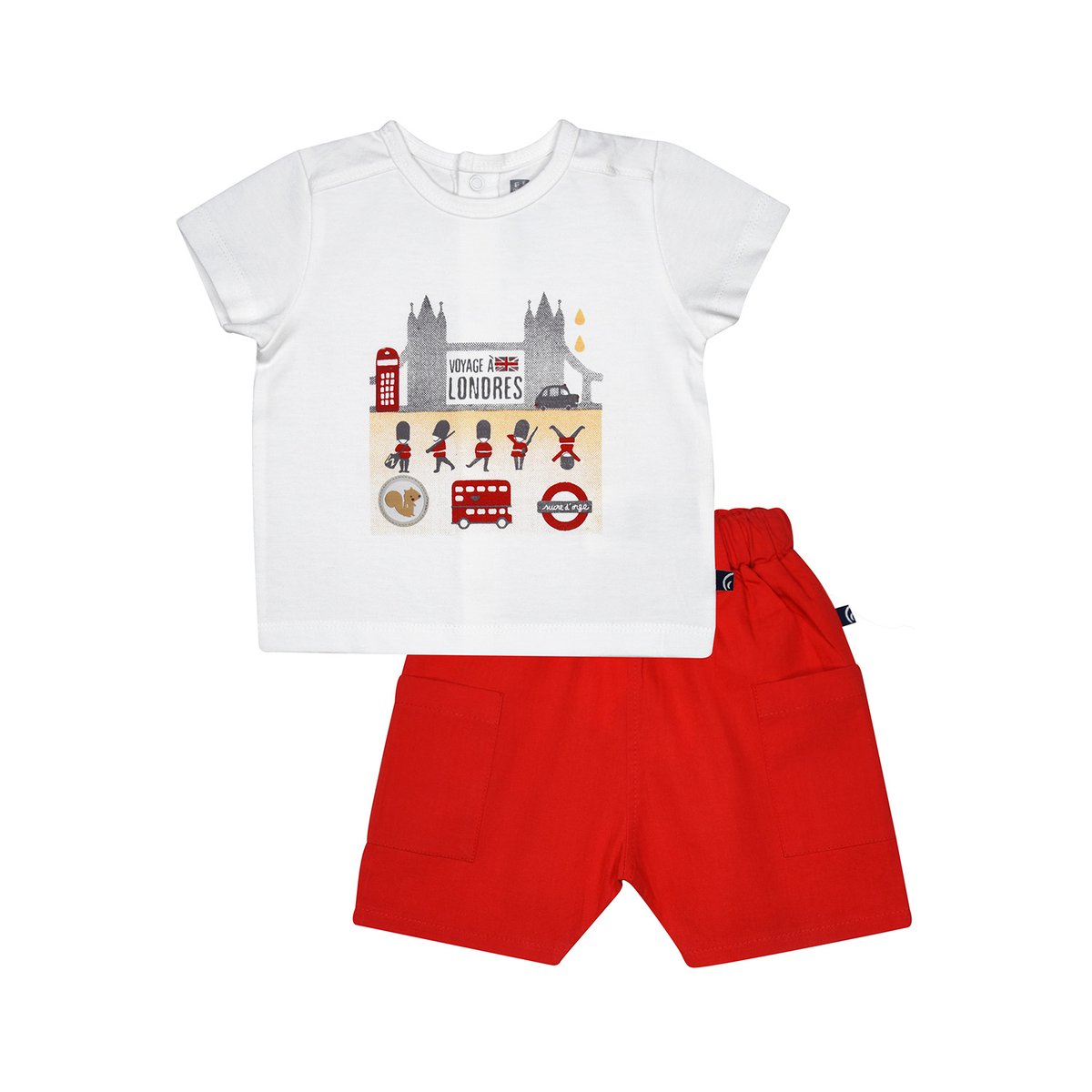 Ensemble tshirt + bermuda rony sucre d'orge blanc, SUCRE D'ORGE