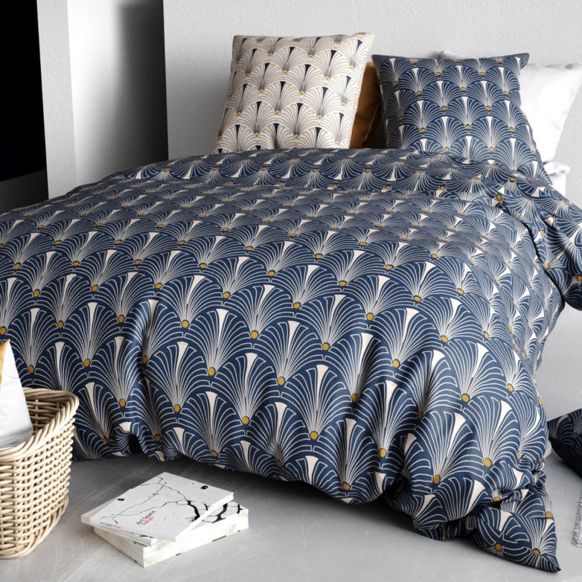 Housse de couette 240x220 PAON + 2 taies coton 57 fils gris, DECORATIE