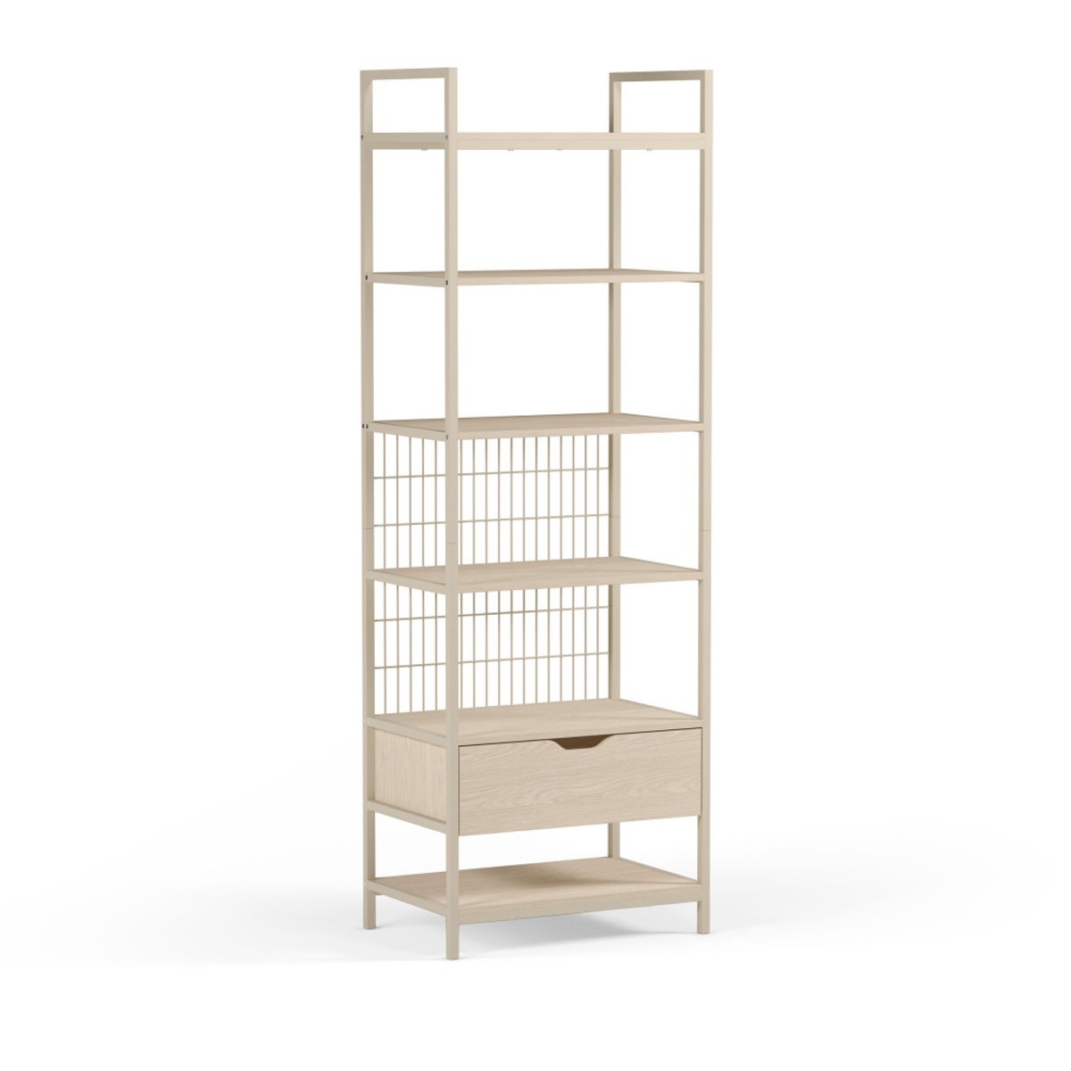 Étagère modulable 1 tiroir en métal et bois L60xH179,5cm - AQABA beige, DRAWER