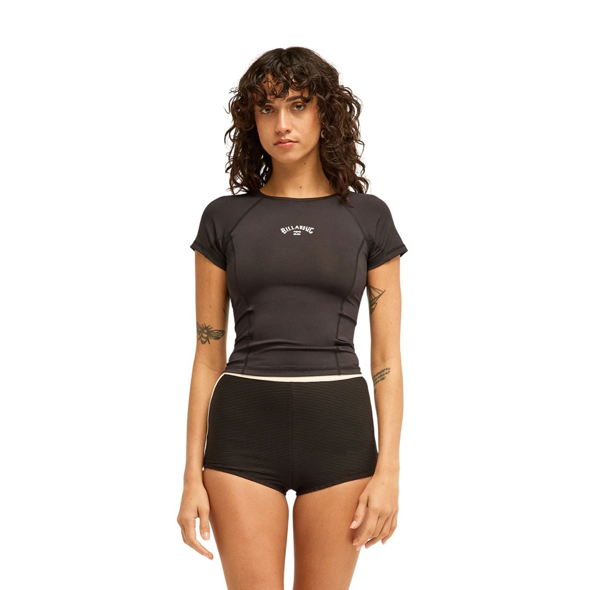 Lycra court à manches courtes CROP LYCRA noir black pebble, BILLABONG