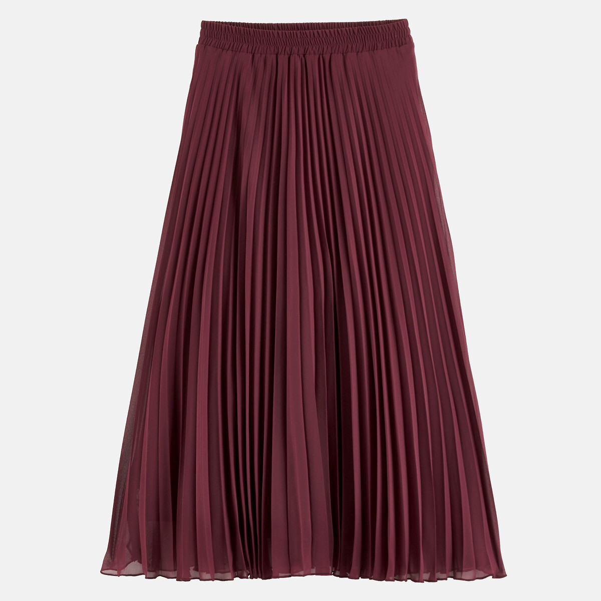 Falda evasé plisada, larga rojo burdeos, LA REDOUTE COLLECTIONS