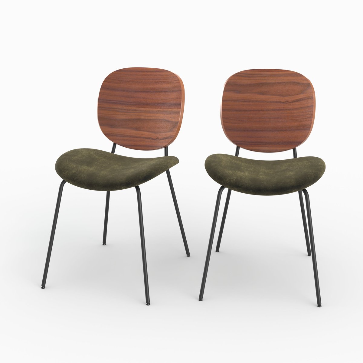 Lot de 2 chaises en velours - SIMONE vert kaki, MAISON PAVANE