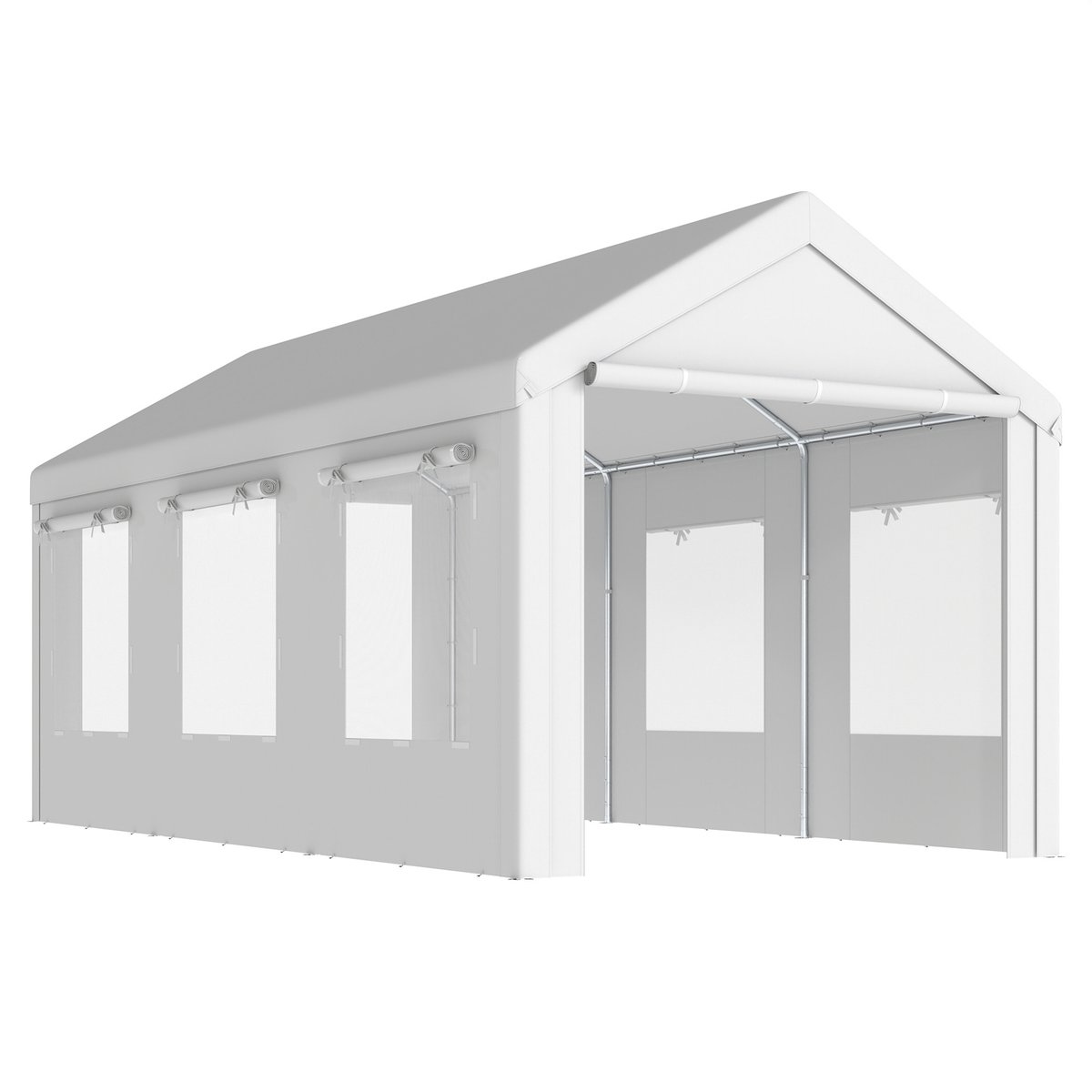 Abri pour voiture Acier Galvanisé Blanc blanc, OUTSUNNY