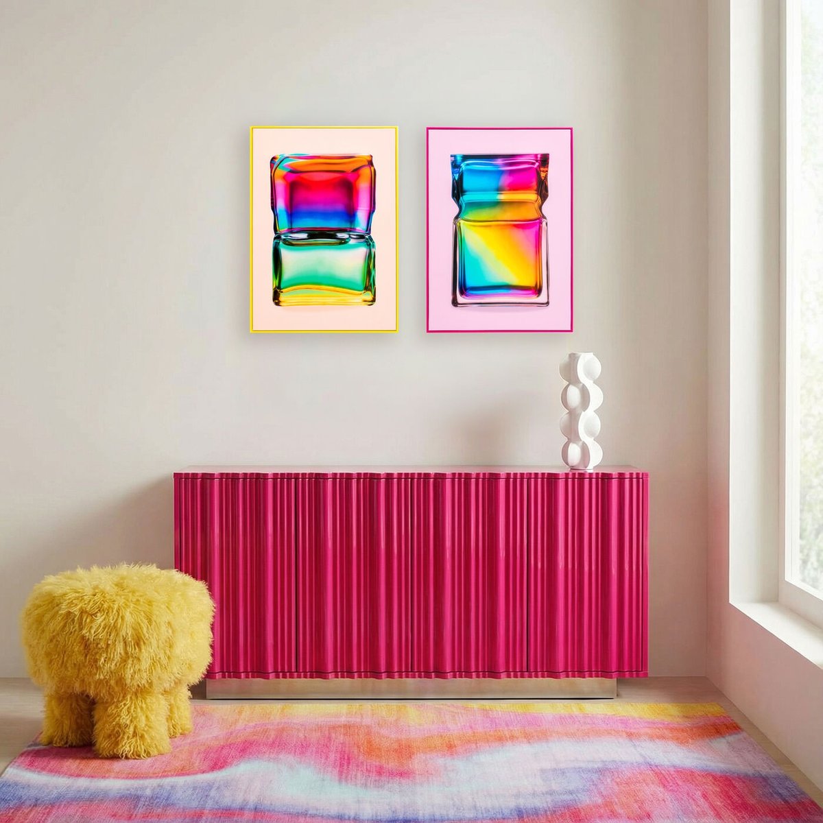 Tableau flacon arc-en-ciel rose, KARE DESIGN