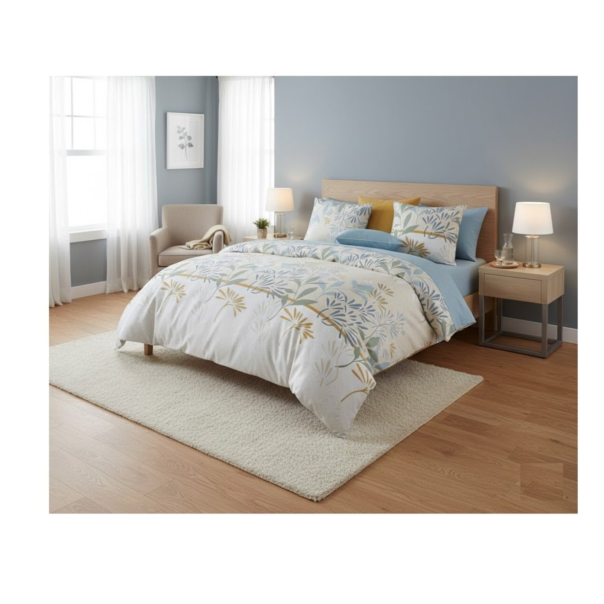 Parure de lit harmony vegetal beige, EDEN