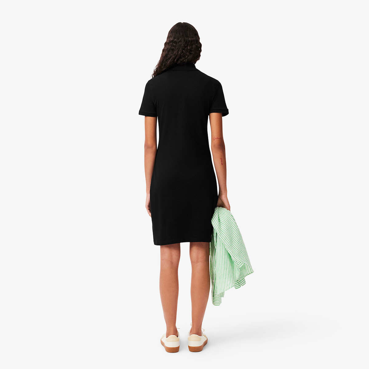 Vestido direito e curto, mangas curtas preto , LACOSTE