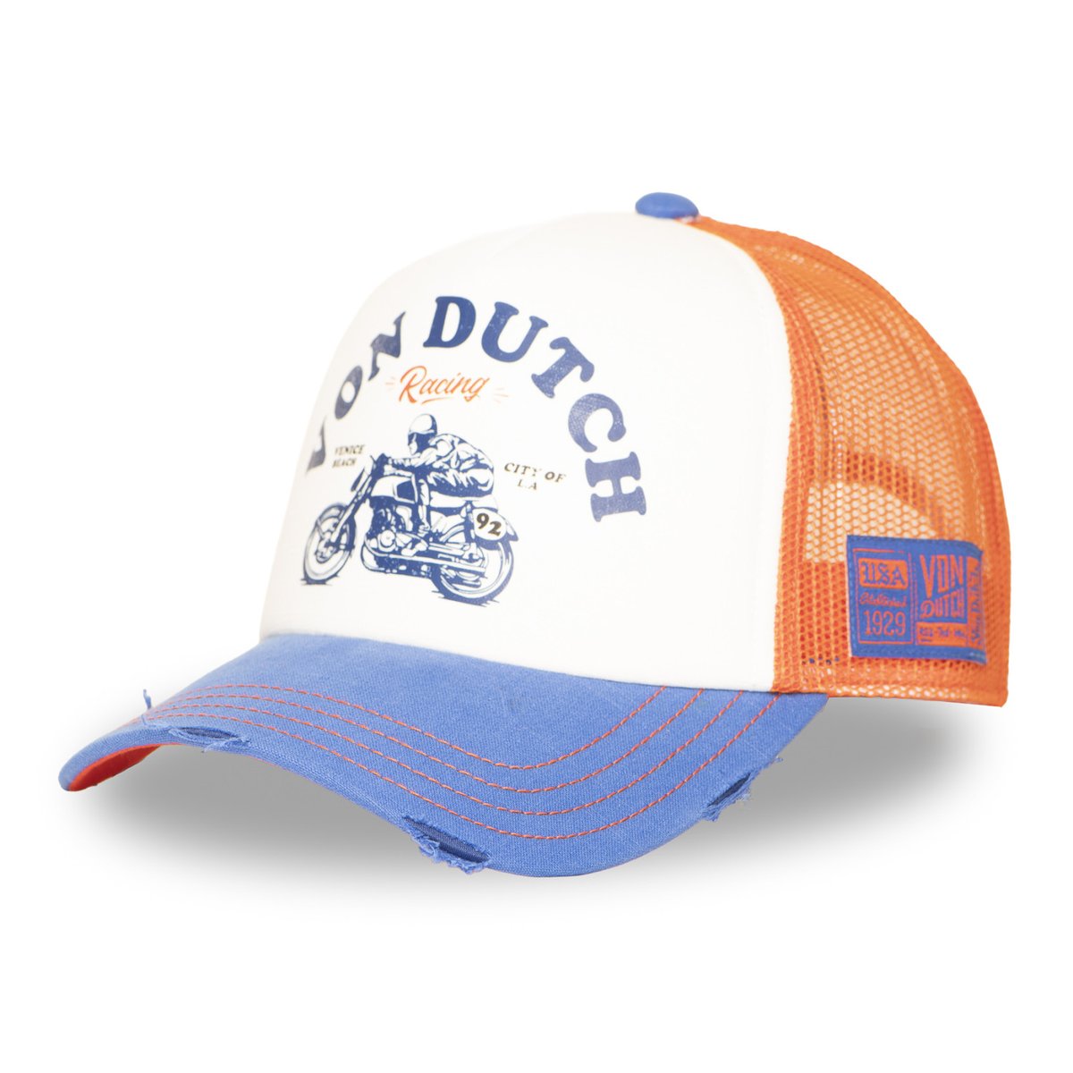 Casquette trucker Crew blanc/orange/bleu, VON DUTCH