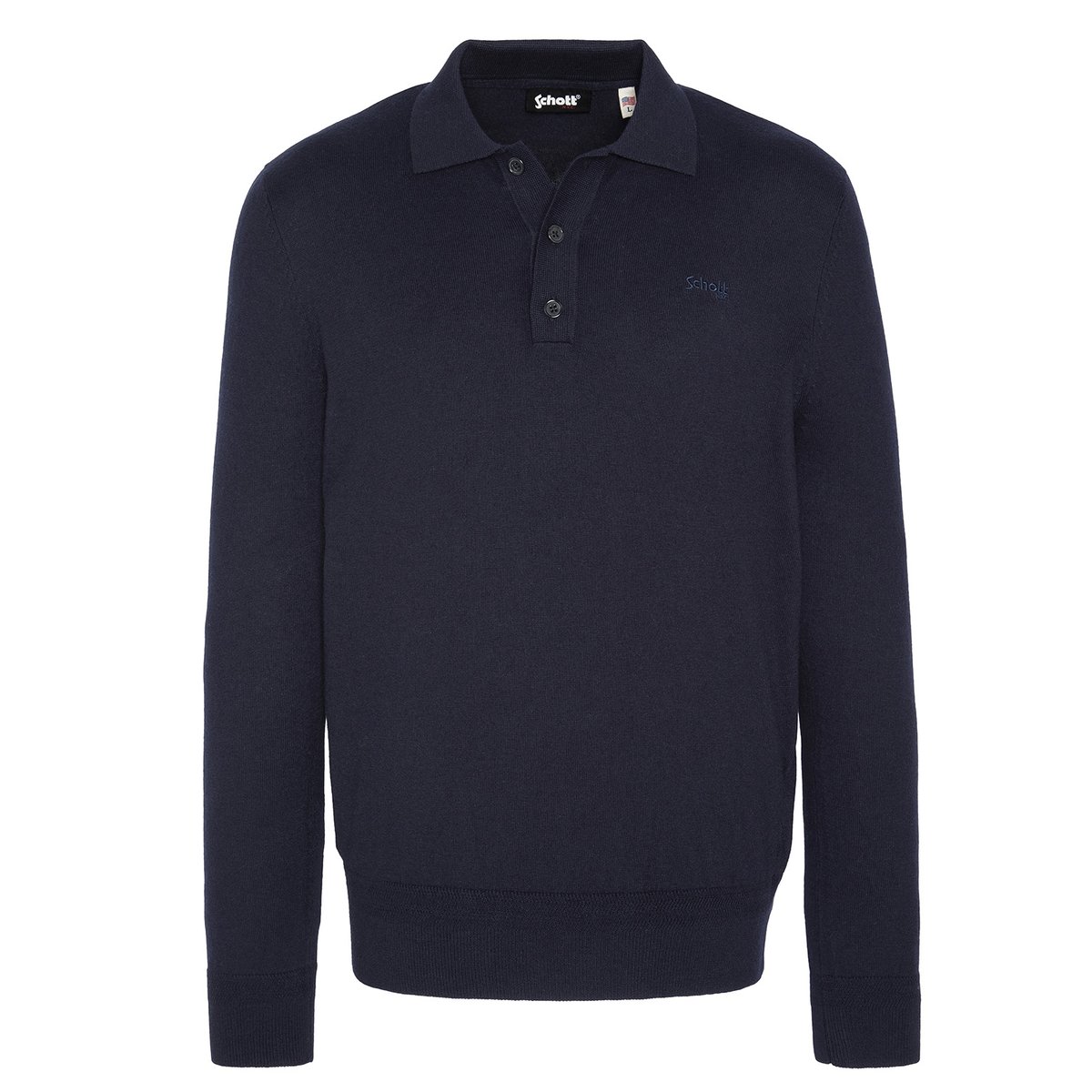 Pull col chemise boutonné gris chiné, SCHOTT