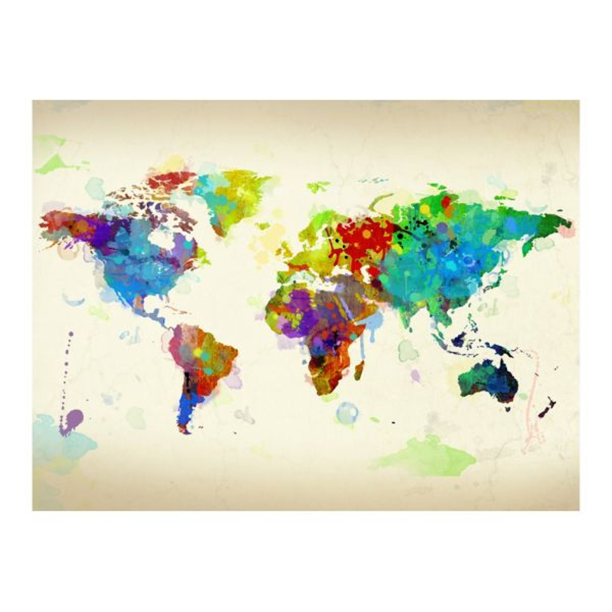 Papier peint intissé panoramique Carte du monde Paint splashes map of the World multicouleur, EDEN