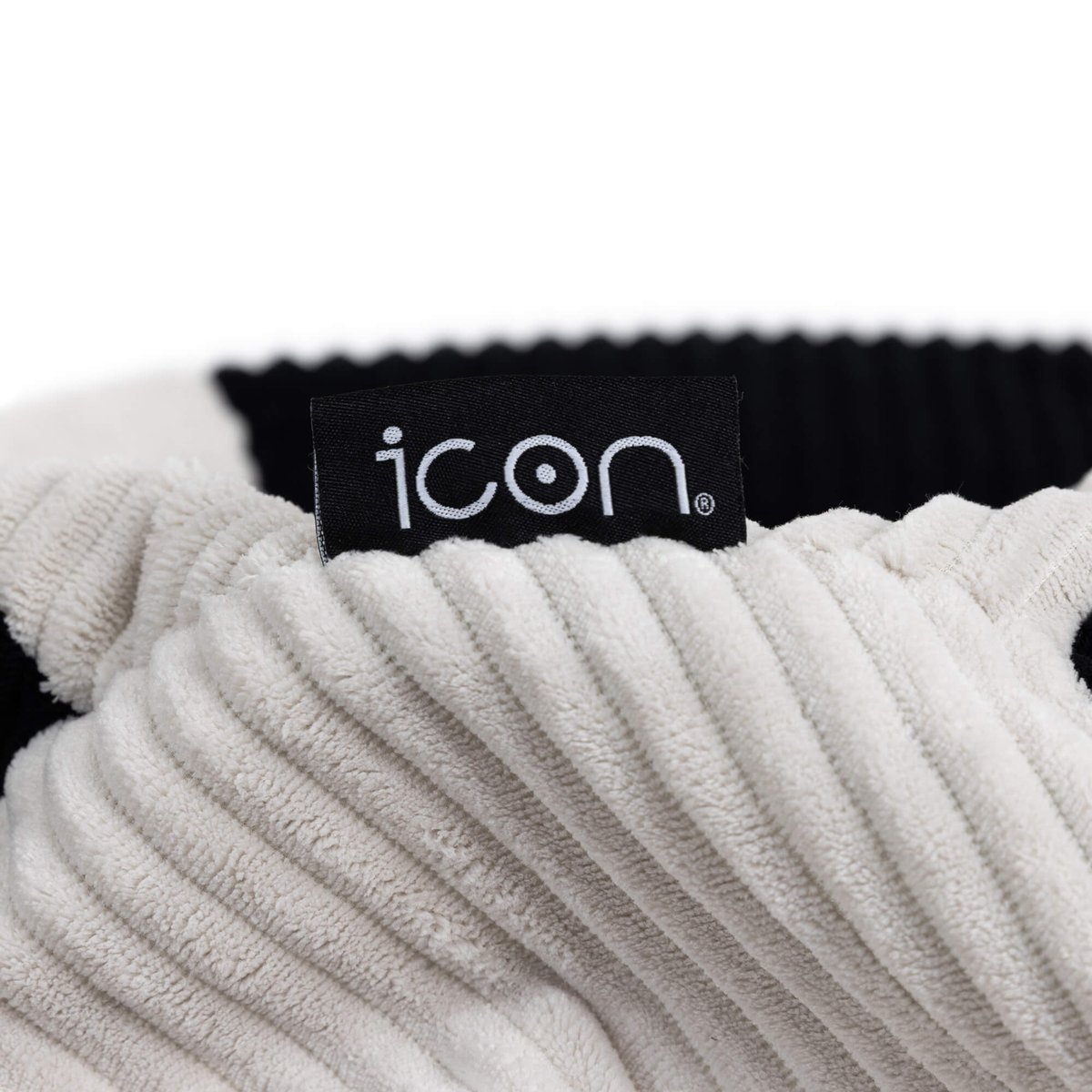 Pouf classique large enfant en velours côtelé imprimé football Oeko-Tex® - KINGSTON noir, ICON