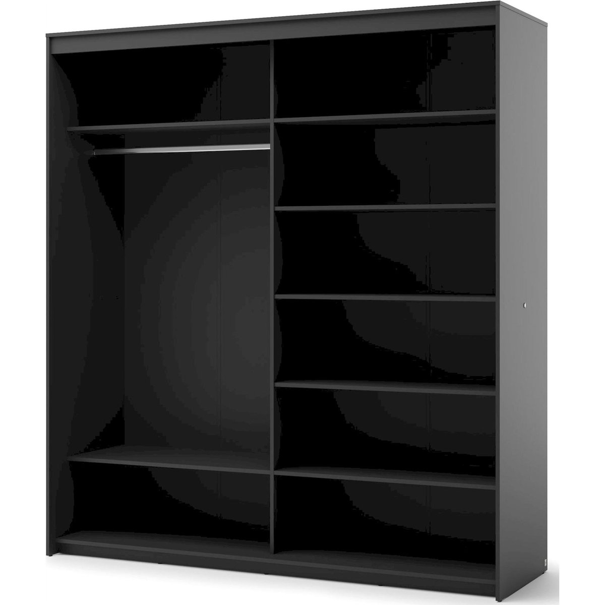 Armoire coulissante à miroir et éclairage LED noir, RECOLLECTION