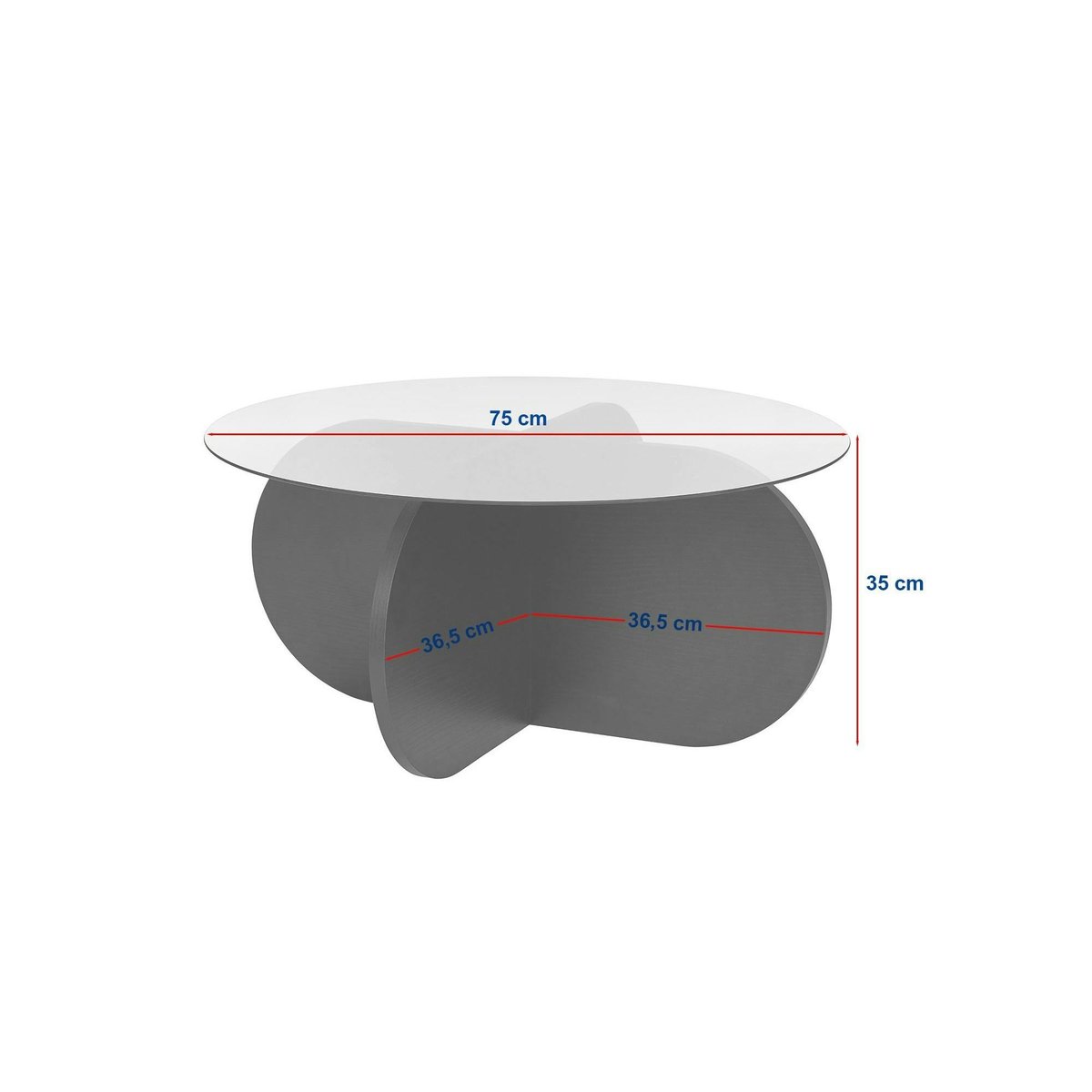 Table basse ronde - pied croix plateau verre SALTA chêne, PIER IMPORT