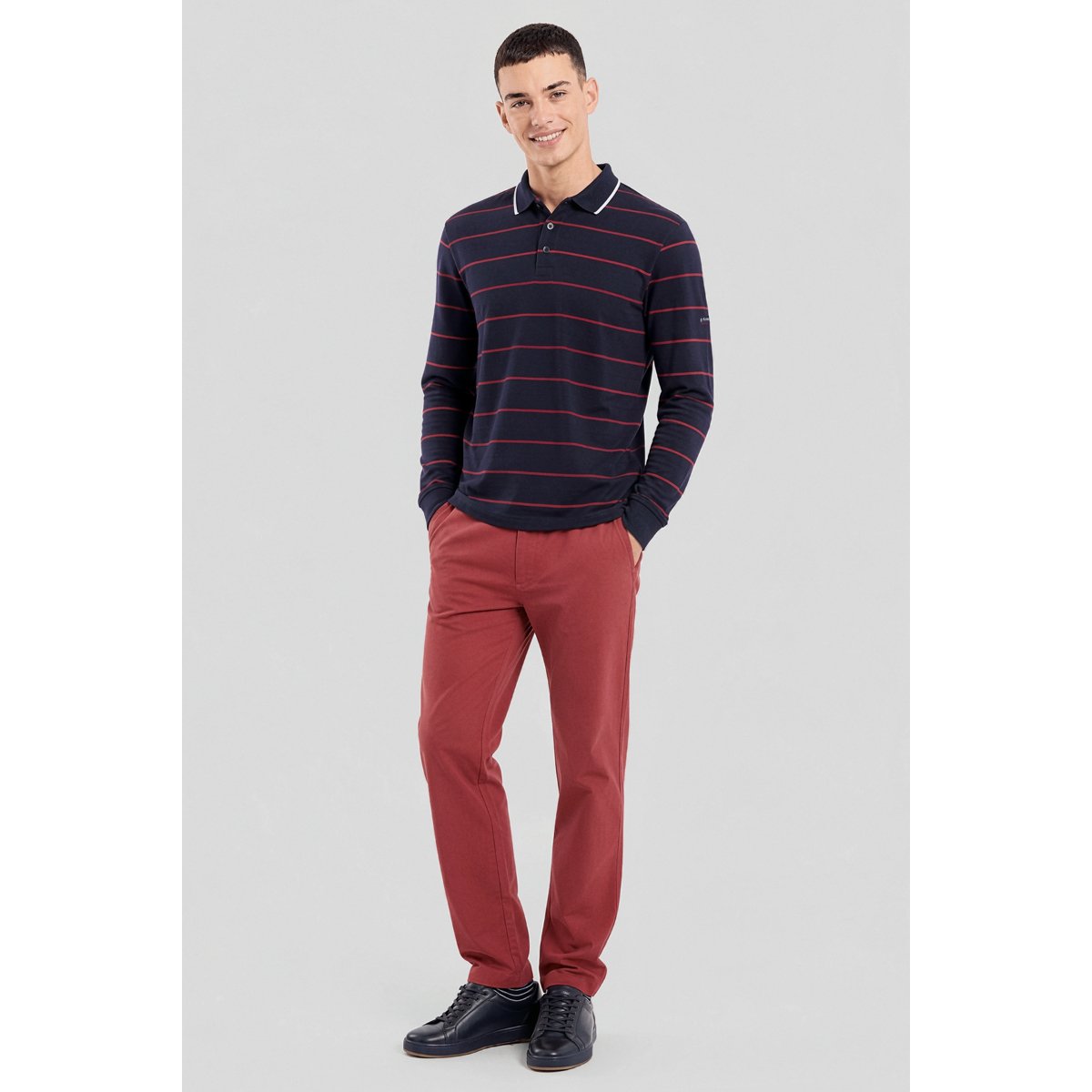 Polo manches longues - côte 1x1 navire/ketchup/stonebrest, ARMOR-LUX