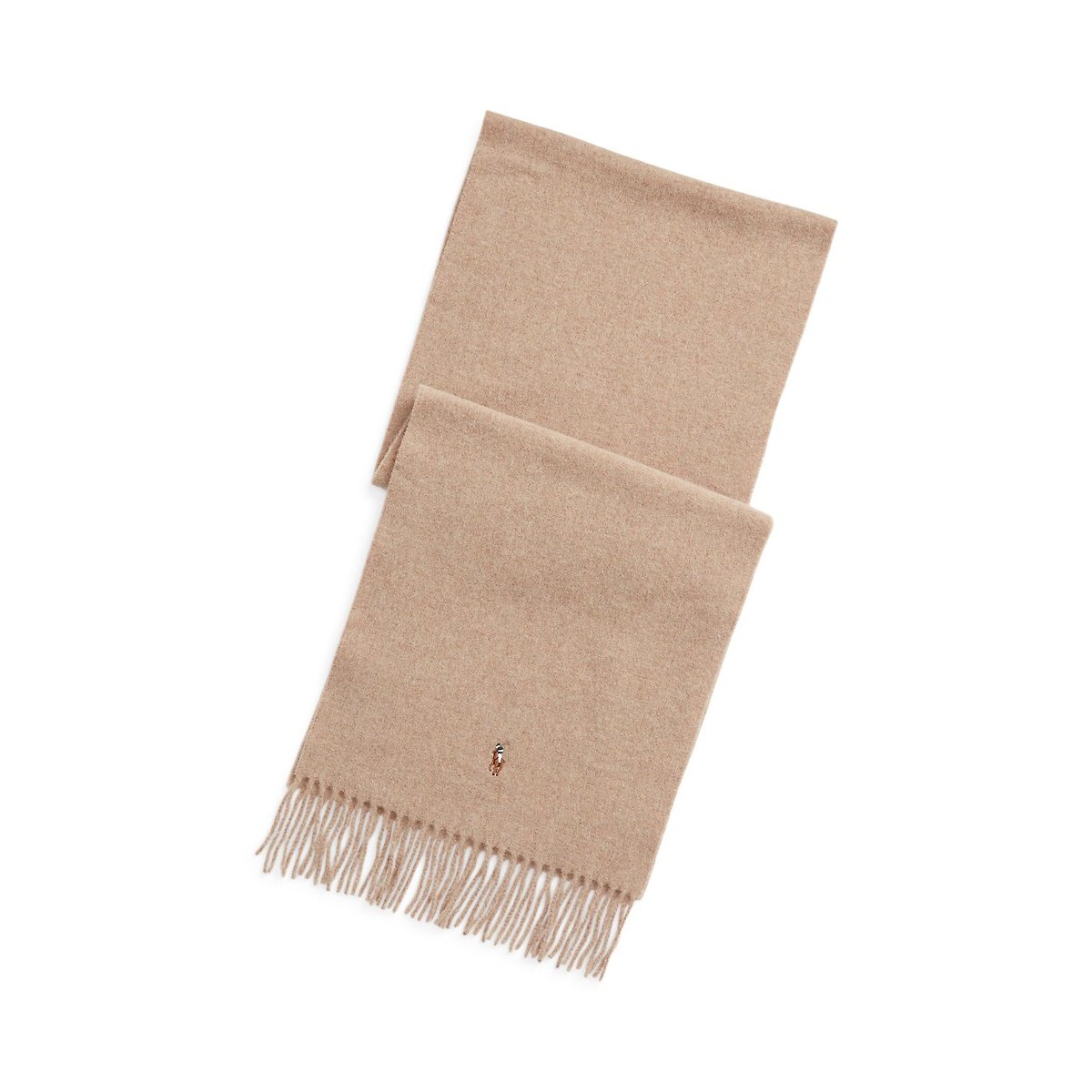 Écharpe à franges, en laine marron chiné, POLO RALPH LAUREN