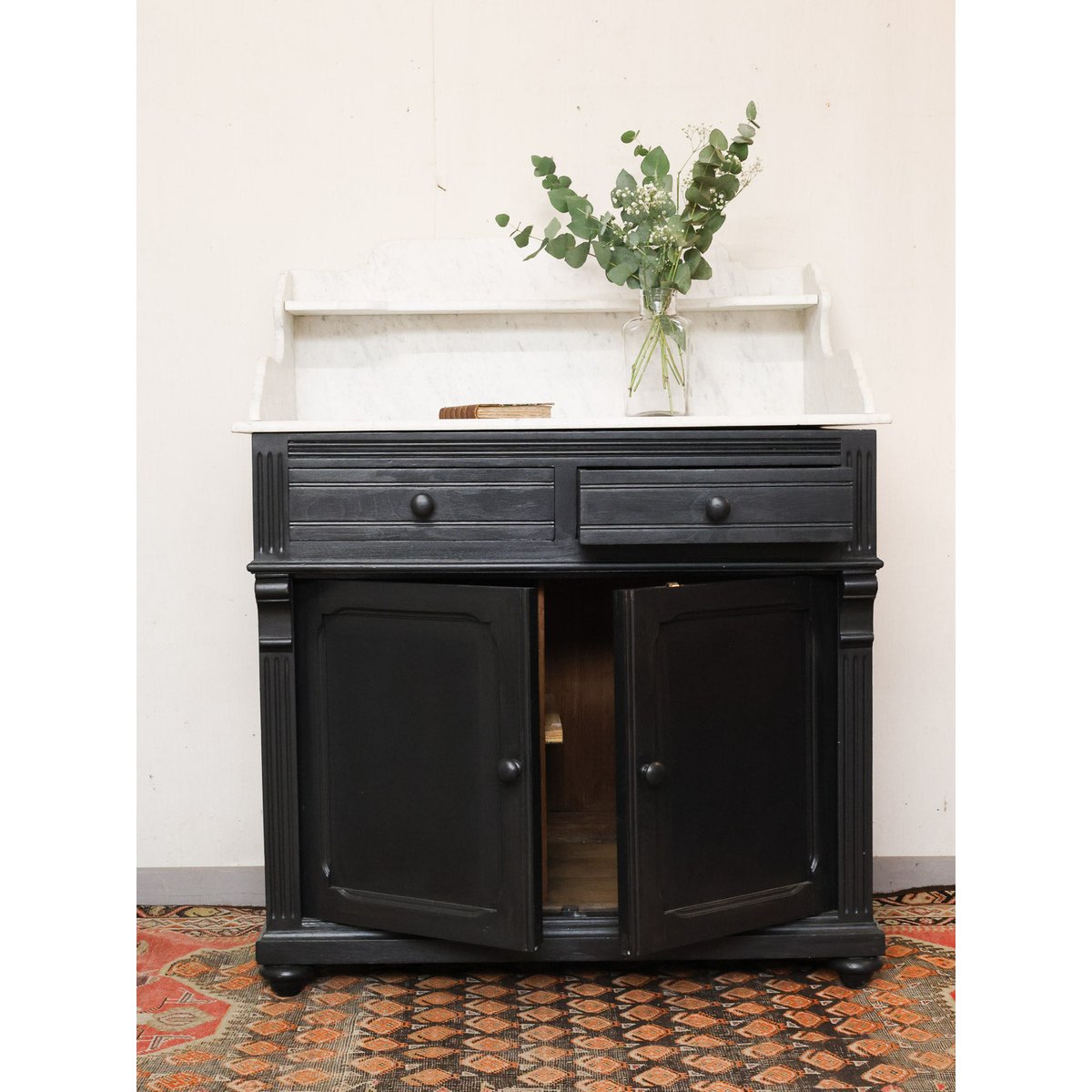 Buffet noir en bois et marbre Gilbert N°878 - Bon état noir, DEBONGOUT