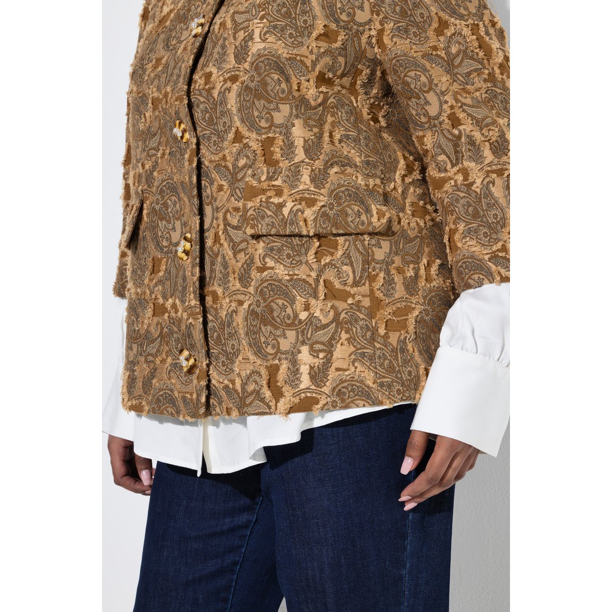 Veste motif jacquard caramel, ULLA POPKEN