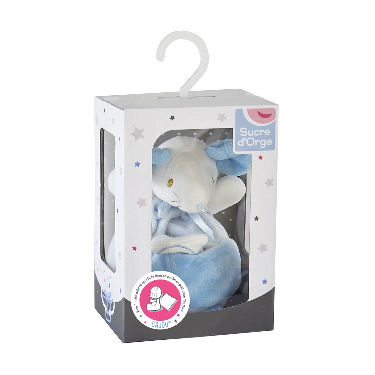 Cajou doudou mouchoir souris bleu, SUCRE D'ORGE