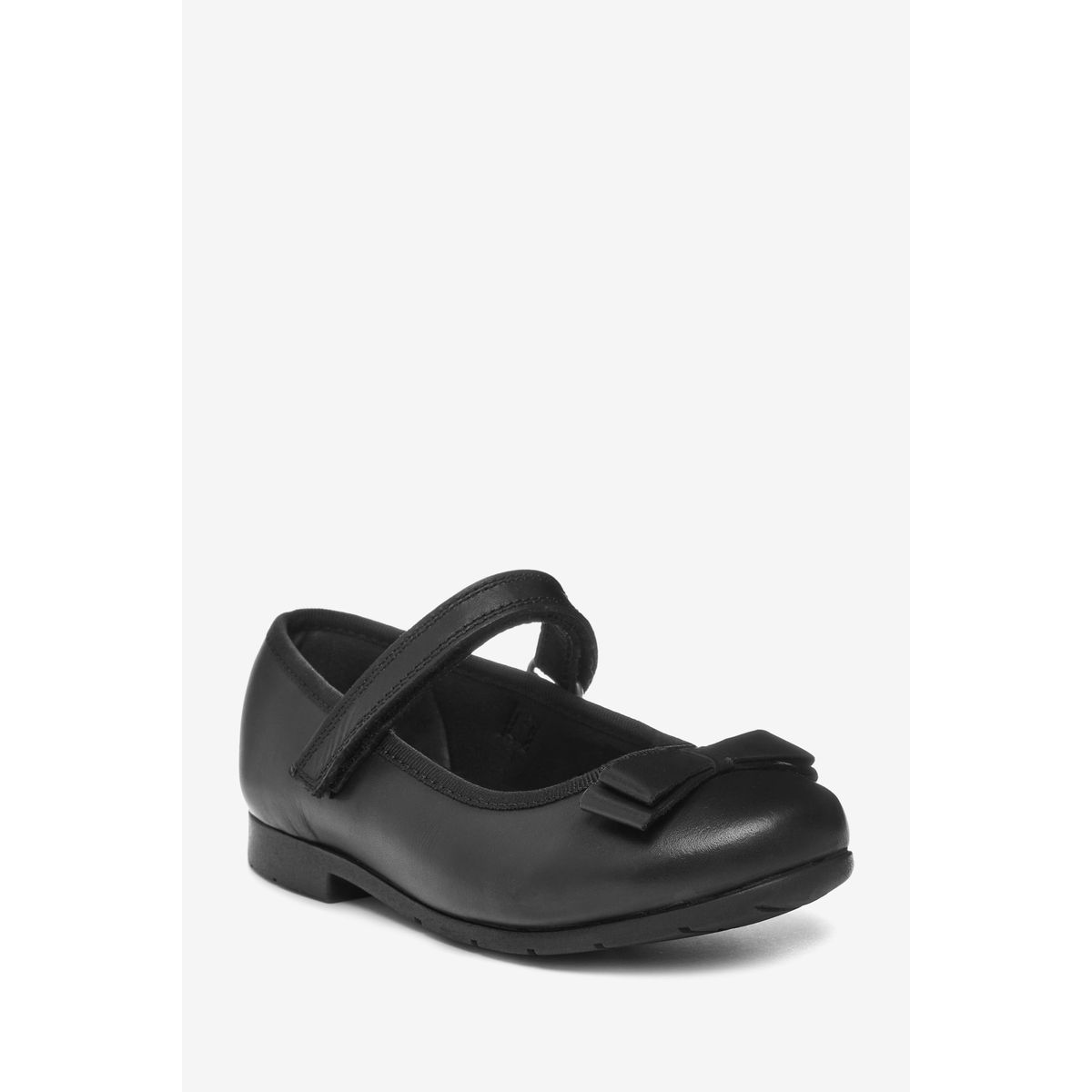Babies d’écolière en cuir avec nœud noir mat, NEXT