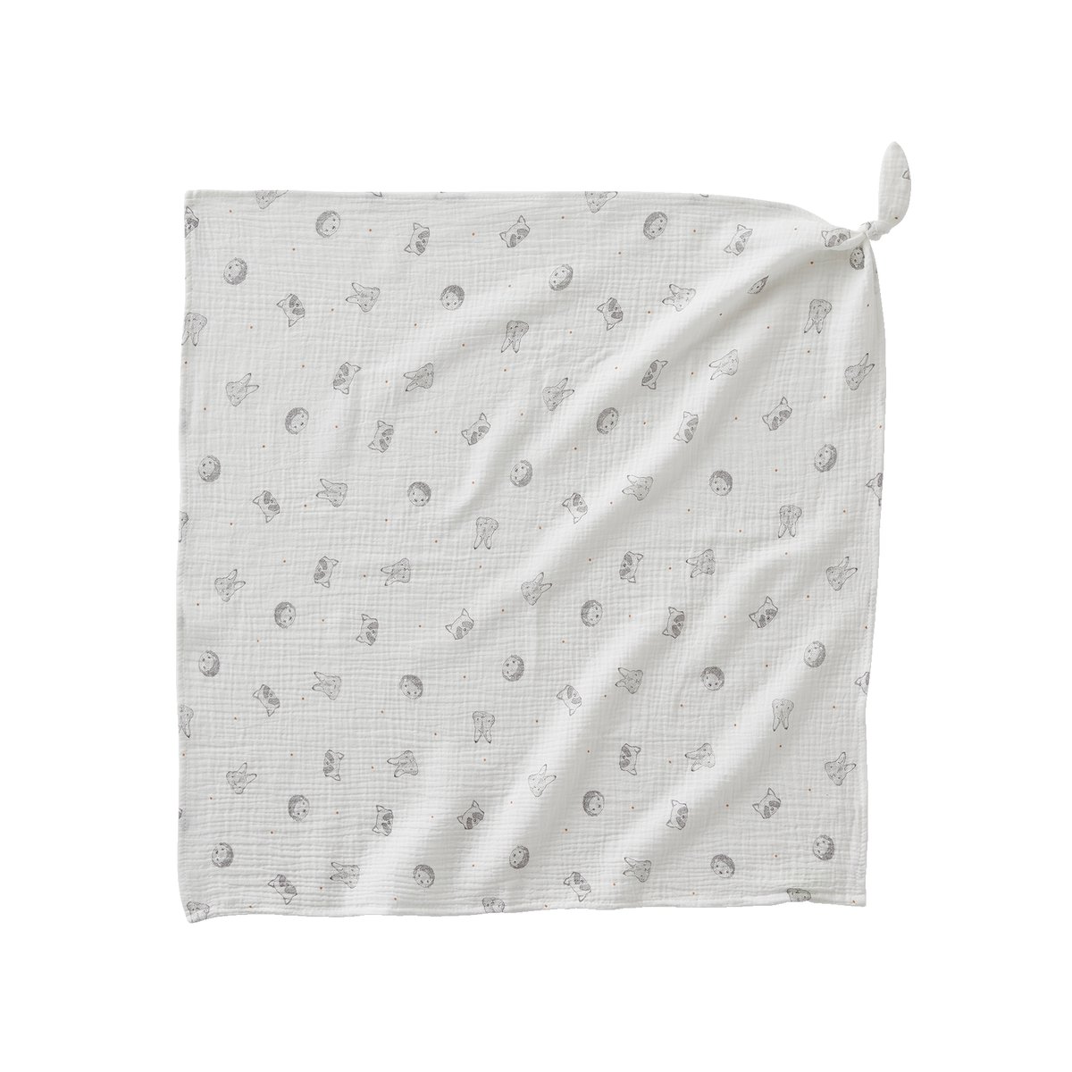 Lot de 3 langes JOUY STORY en gaze de coton bio* 2 écrus imprimés + 1 uni caramel, VERTBAUDET