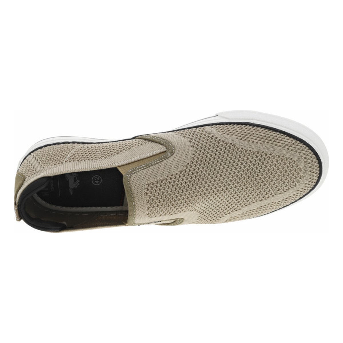Sneakers kakis en maille à semelle plate blanche et à fermeture slip-on kaki, MUSTANG