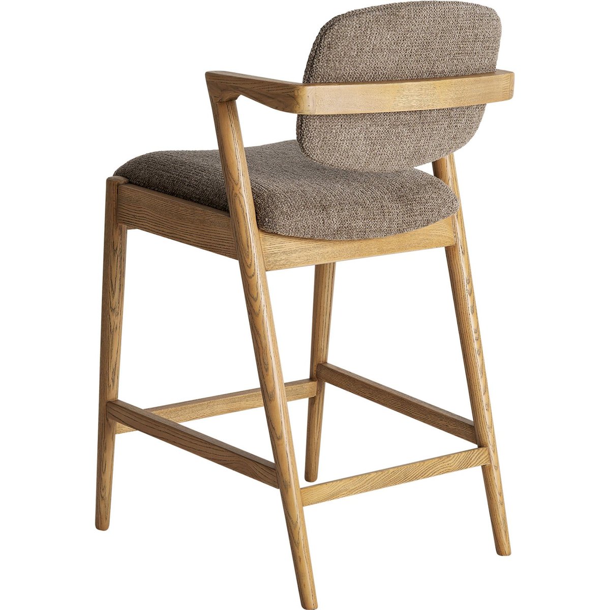 Tabouret en bois de frêne ajouré marron bois naturel sablé, RECOLLECTION