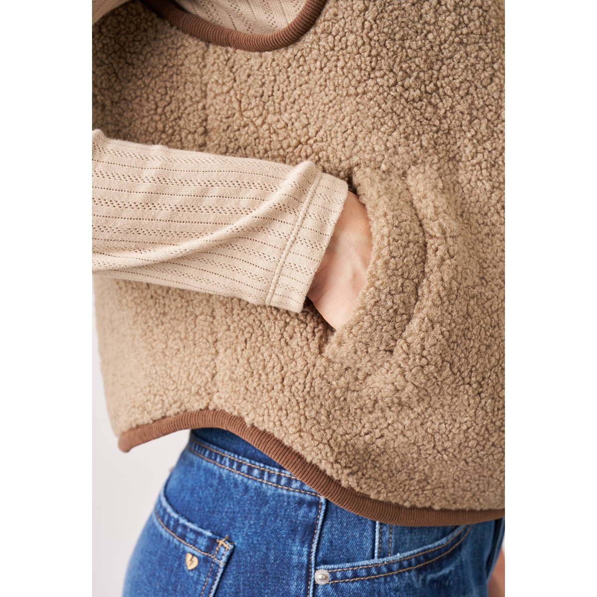 Gilet sans manches femme réversible AZMIRA beige, DEELUXE