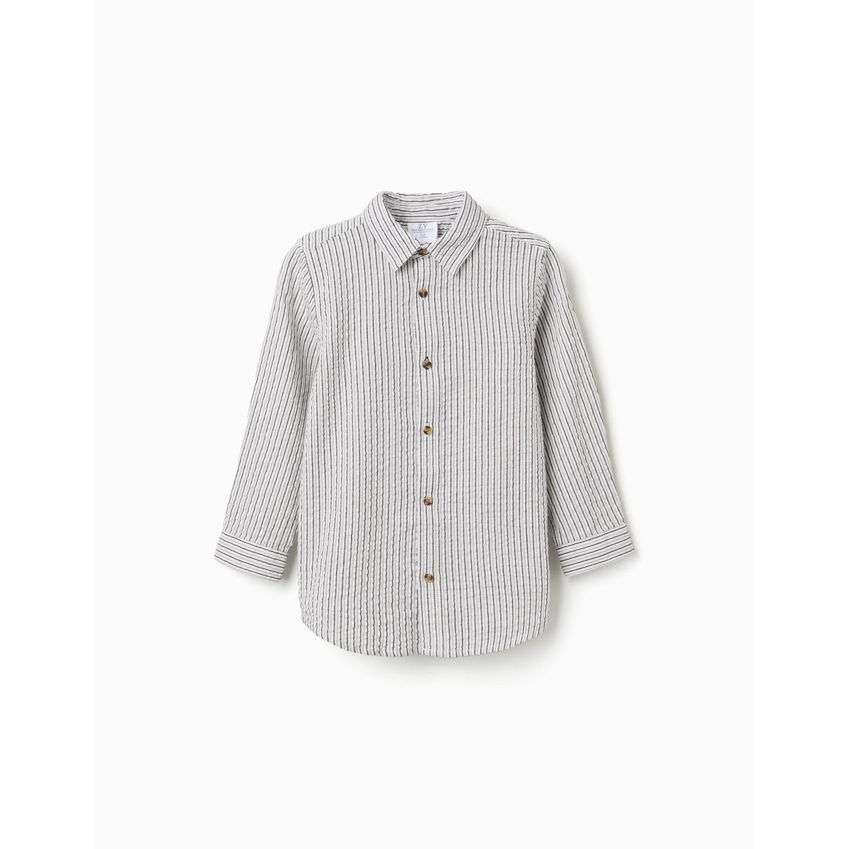Chemise en coton à manches longues et rayures B&S blanc, ZIPPY