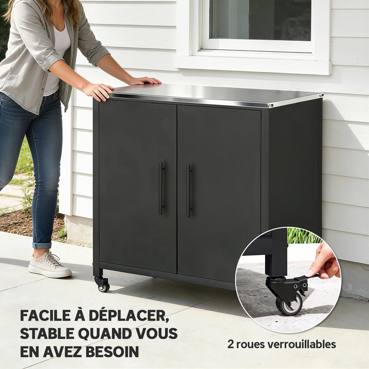 Armoire de rangement d'extérieur Métal Noir noir, OUTSUNNY