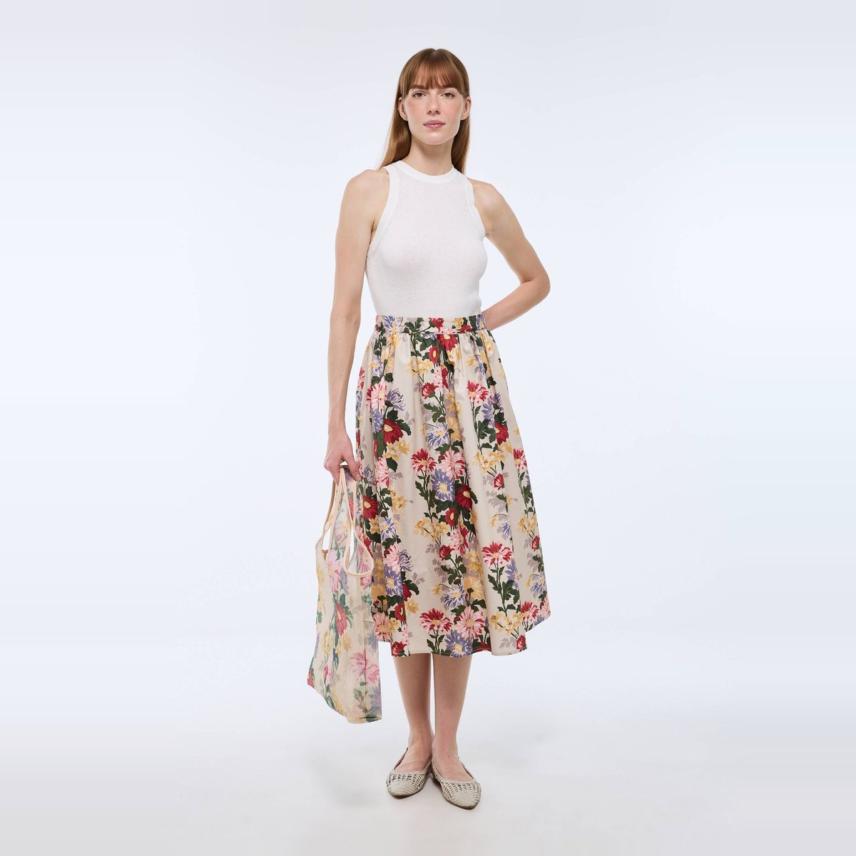 Jupe midi imprimée en coton BIO GOTS multi co, MONOPRIX