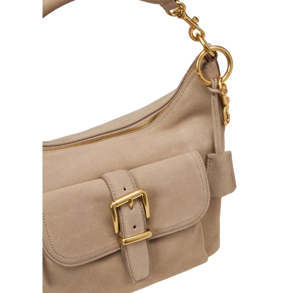 Sac à bandoulière small en cuir de vachette velours doux marron, MARC O'POLO