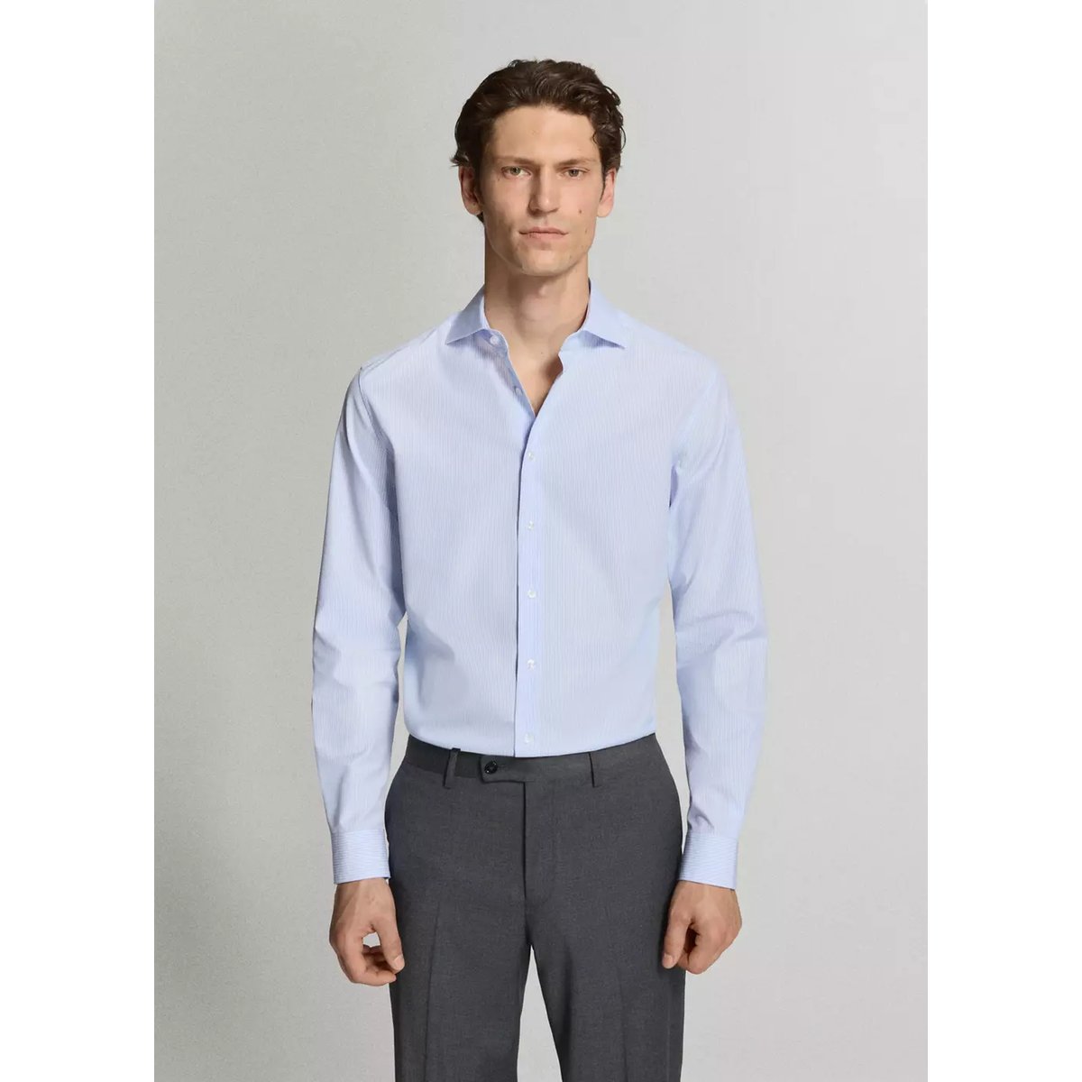 Chemise costume slim-fit 100 % coton à rayures bleu, MANGO MAN