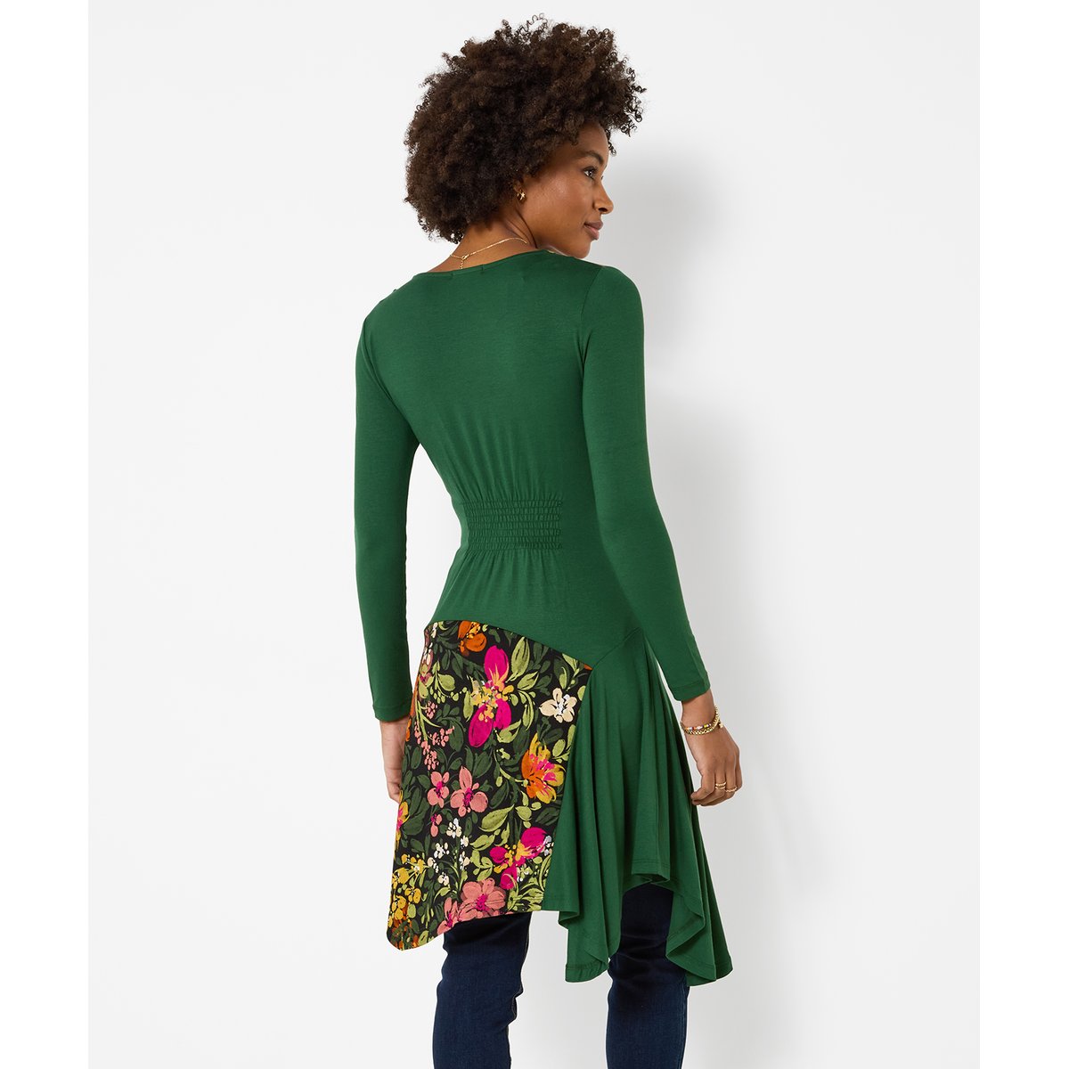 Fabuleuse Robe Tunique en Jersey Fleurie vert, JOE BROWNS