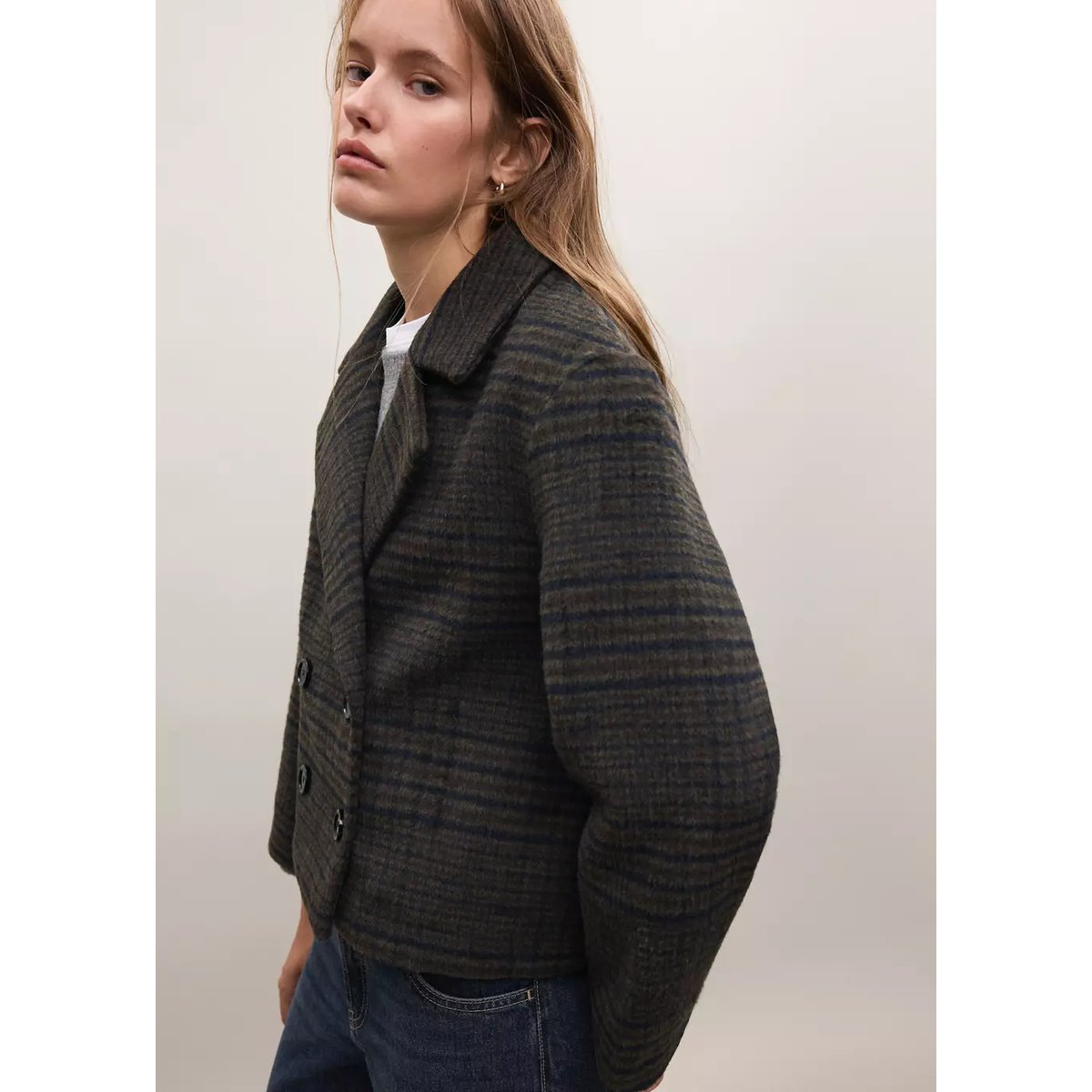 Manteau à carreaux laine mélangée chocolat, MANGO TEEN