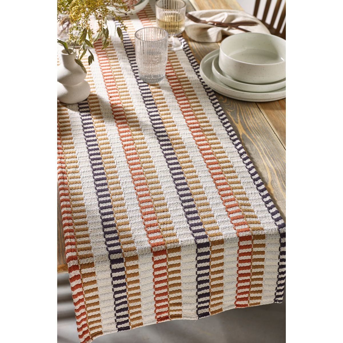 Chemin de table motif mosaïque style nomade multi-couleurs, NEXT
