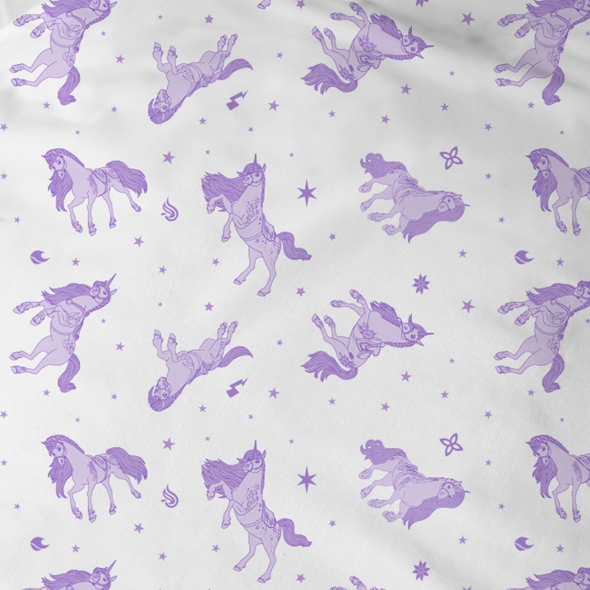 Parure de lit imprimée, UNICORN ACADEMY STARS violet, L'ECOLE DES LICORNES
